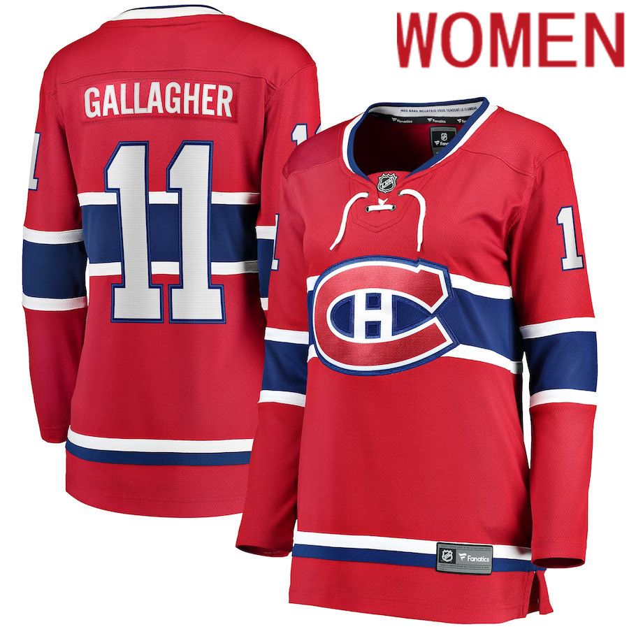 Women Montreal Canadiens #11 Brendan Gallagher Fanatics Branded Red Home Breakaway Player NHL Jersey